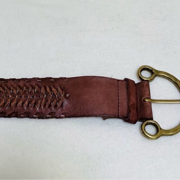 Linea Pelle Handmade Double Twist Woven Leather Brown Belt - Picture 1 of 7
